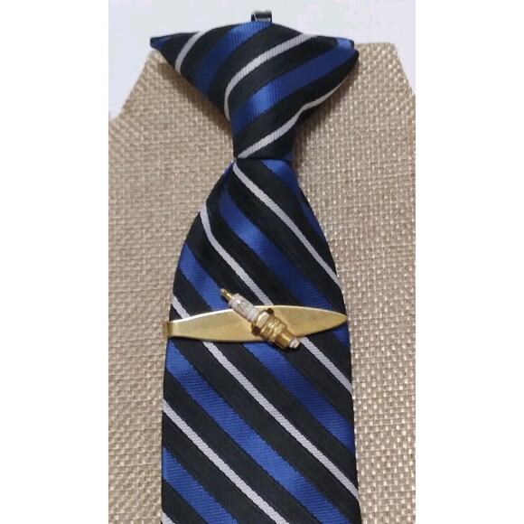 Speidel Tie Clip Vintage Spark Plug Goldtone Mechanics Signed USA Under 2 Inches - Picture 1 of 8